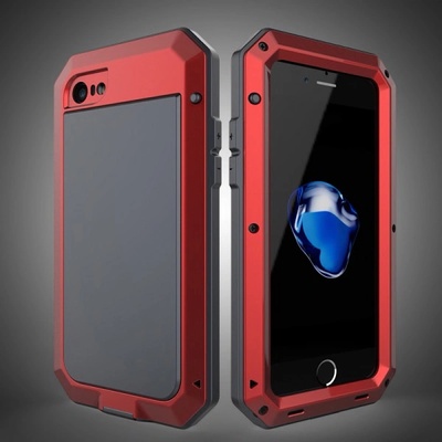Púzdro SES EXTRÉMNE odolné hliníkovo-silikónové Apple iPhone SE (2020) - červené