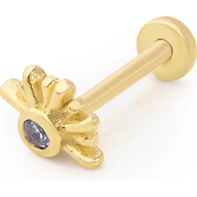 Lillian Vassago Zlatý piercing labreta slunce zdobené zirkonem LLV92-GPI078LB