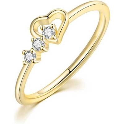 Victoria Filippi Prsten s třemi zirkony a srdíčkem Macio Gold P R223 Zlatá