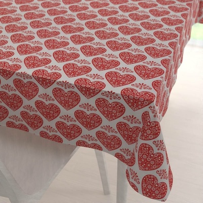 Biante Dekorační obdélníkový ubrus PML-094 Červená srdce na bílém 80x120 cm