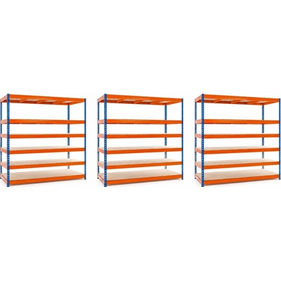 Mamutex Heavy Regál 260 x 120 x 60 cm 6 políc modrooranžový 3 ks