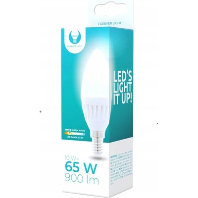 Forever Light LED žiarovka E14, 10W, 900lm, sviečka, Teplá biela 3000K