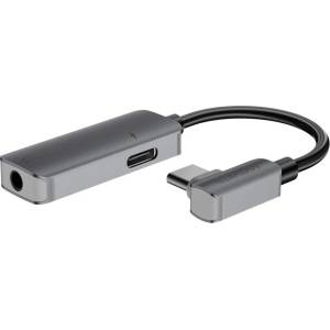 4smarts Аудио Адаптер USB-C за Samsung S21/20 Note 20/10, 4Smarts Splitter AUX 3.5mm, Черен (4S468625)