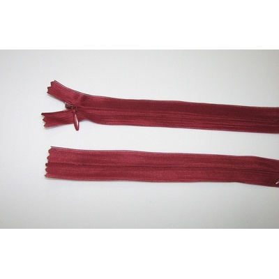 Zips krytý 3mm bordová nedeliteľný 18cm dederon