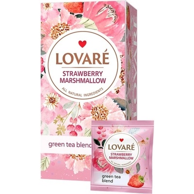 LOVARÉ Strawberry Marshmallow zelený čaj s príchuťou 36 g 24 porcií