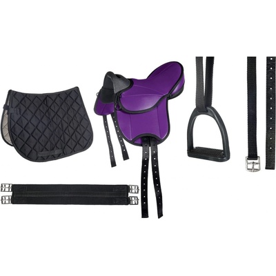 HKM set sedlo dečka podbřišník třmeny řemeny Beginner violet