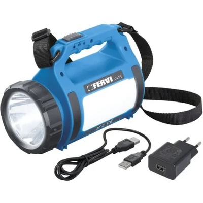 Fervi s. r. l Фенер Fervi ръчен LED акумулаторен 3.7 V, 1.8 Ah, 300 lm, син, 0123 (0123)