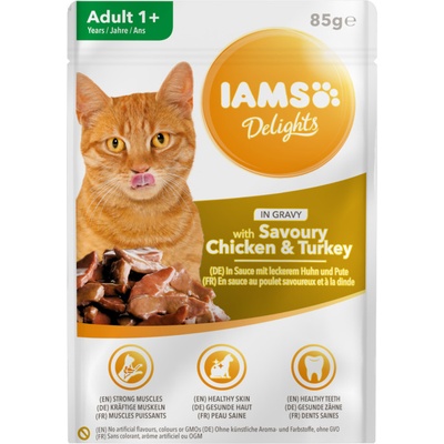 Iams Delights kuře a krůta v omáčce 85 g