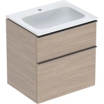 Geberit Комплект стенен шкаф Geberit iCon с дъбово покритие, 2 чекмеджета и бяла мивка 60 см (502.335.JH.1)