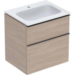 Geberit Комплект стенен шкаф Geberit iCon с дъбово покритие, 2 чекмеджета и бяла мивка 60 см (502.335.JH.1)