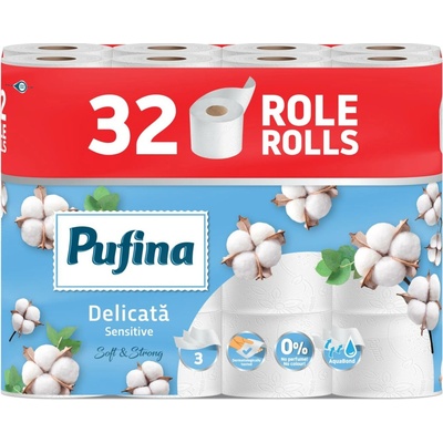 Pufina Sensitive Aquabond 3-vrstvý 32 ks