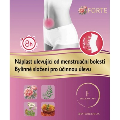 FORTE Náplast ulevující od menstruační bolesti 10 x 8 cm a 20,5 x 8 cm 3 ks