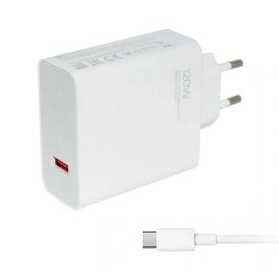 Xiaomi захранващо зарядно usb гнездо (5v/3a, 120w, pd бързо зарядно устройство 3.0 + type-c кабел) бяло (MDY-13-EE + TYPE-C)