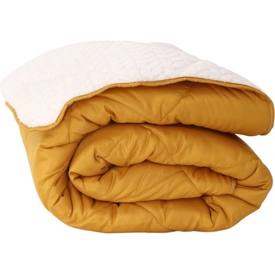 Izidream Зимна олекотена завивка шерпа за спалня 200/210 см Коузи горчица