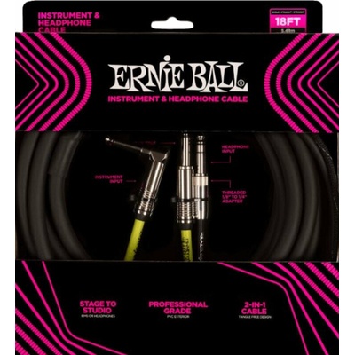 Ernie Ball Instrument and Headphone Cable 5, 49 m Директен - Ъглов Инструментален кабел (P06411)