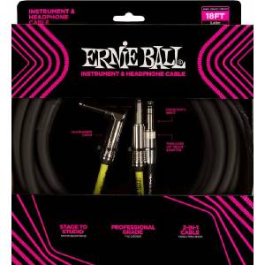 Ernie Ball Instrument and Headphone Cable 5, 49 m Директен - Ъглов Инструментален кабел (P06411)
