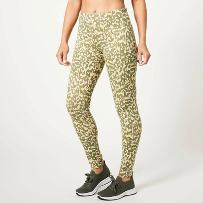 Legíny s vreckami a potlačou, recyklovaný polyester khaki Blancheporte