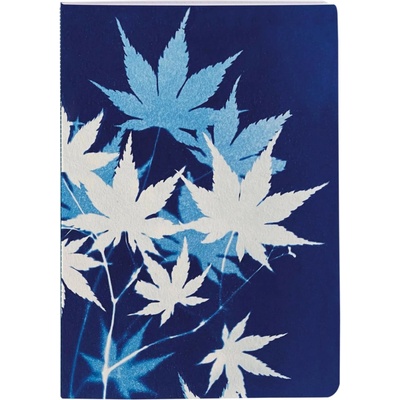 Cyanotype Sešit A6 linkovaný javorové listy