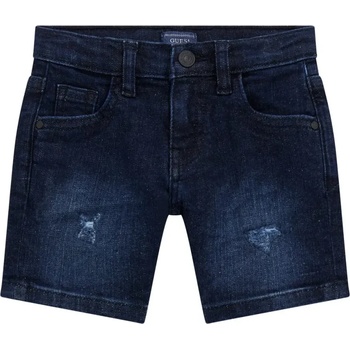 Guess Къси панталони тъмен деним за мини момче с бродирано мече на задния джоб Guess