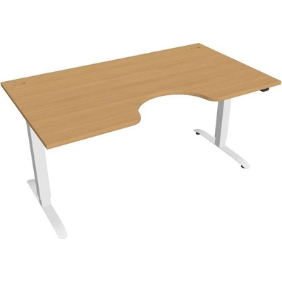 Hobis Office Pro psací stůl Motion MS ERGO 2 Šířka: 160 cm, Barva desky: buk, Barva kovu: bílá RAL 9016 Šířka 120-180 cm / 27 barevných variant