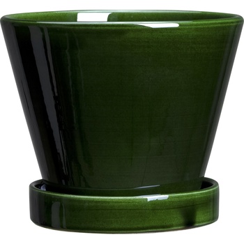 Bergs Potter Саксия Julie с поставка гланцирана 13 см зелена (JCG13S)