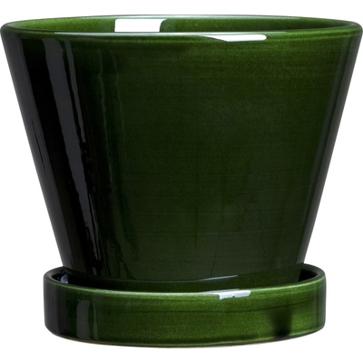 Bergs Potter Саксия Julie с поставка гланцирана 13 см зелена (JCG13S)