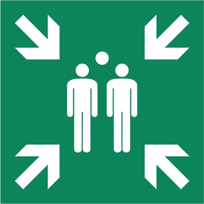 Značka Zhromaždisko, ISO 7010, plast, fotoluminiscenčná, 400 x 400 mm
