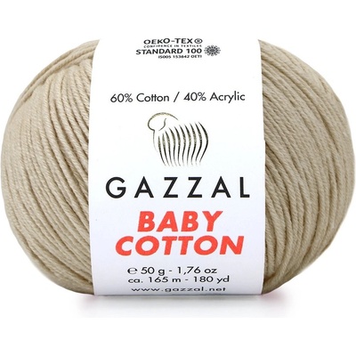 Gazzal Příze Baby cotton 3446 béžová