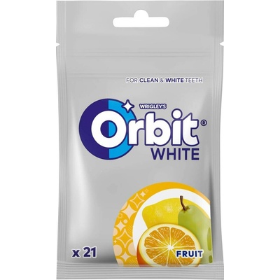 Orbit PL White Fruit žvýkačky bez cukru s ovocnou příchutí 29 g