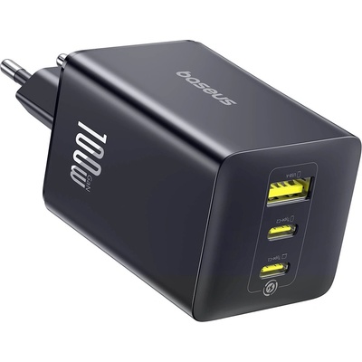 Baseus Захранване за ел. мрежа за лаптопи, смартфони и таблети с 2xUSB-C и 1xUSB-A изходи - Baseus EnerFill FE11 GaN Wall Charger 100W (черен) (P10182102123-00)