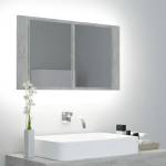 vidaXL LED шкаф с огледало за баня, бетонно сив, 80x12x45 см, акрил (804968)