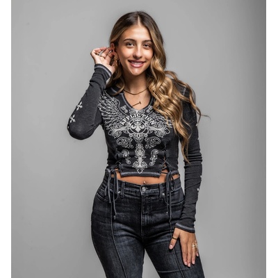 AFFLICTION дамска тениска с дълъг ръкав (crop top) AFFLICTION - IRON SOUL - AWV29142-BBUB
