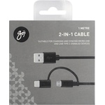 Goji Универсален кабел с MicroUSB и USB-C конектори (100 см) (черен) - Goji 2-in-1 microUSB to USB-C Cable (GOJ2IN1TYPEC1MCABBLABLACK)