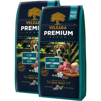 Velxara Premium Dog Junior Monoprotein Beef Meat 2 x 12 kg