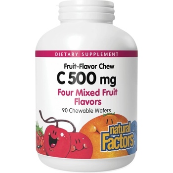 Natural Factors Vitamin C 500 mg [90 Дъвчащи таблетки] Тропически Плодове