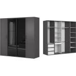 BRW Гардероб flex 220 / 66 / 218 см графит / черен лакобел (f57-szafa_zestaw_138-gf/gf/cap)
