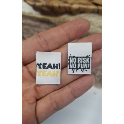 Tkaný štítok NO RISK/YEAH