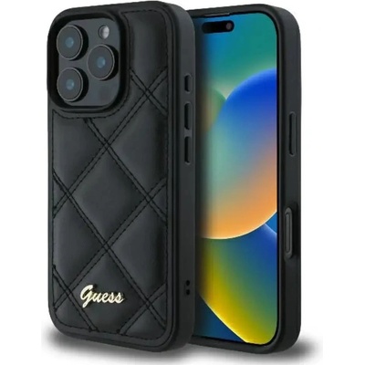 GUESS Калъф Guess Quilted Metal Logo iPhone 16 Pro - черен (3666339345068)