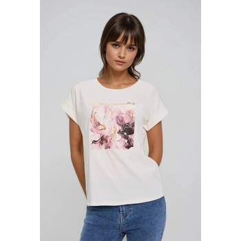 Moodo Тениска с принт в екрю Moodo Moodo | Bezhov | ЖЕНИ | 38