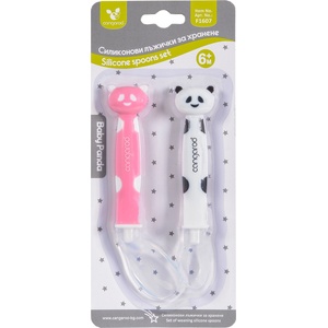 Cangaroo Силиконови лъжици Baby Panda F1607 розов