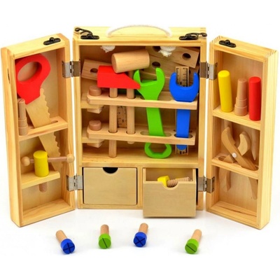 Teddies nářadí dřevo s doplňky v dřevěném kufříku 21x30x8cm