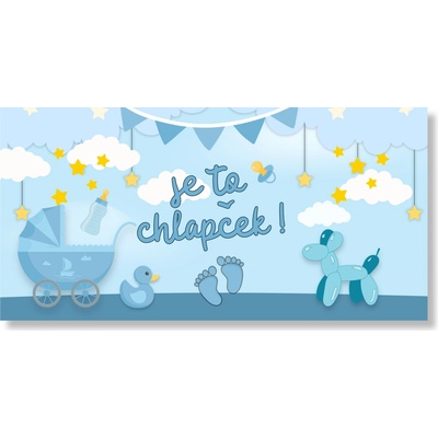 Personalizovaný banner s fotkou - Baby Shower / Boy Rozmer banner: 130 x 260 cm