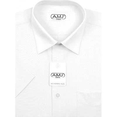 AMJ pánská jednobarevná košile krátký rukáv slim fit bílá JKS018