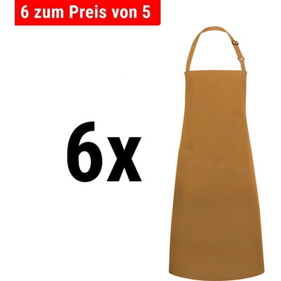 G.Gastro 6 ks Karlowsky Zástěra s laclem a kapsou Basic horčicová D9785903