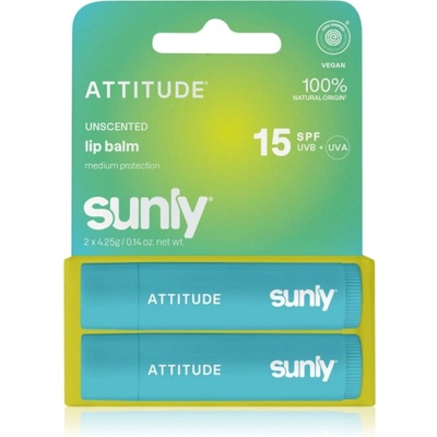 Attitude Sunly Lip Balm балсам за устни без парфюм 2x4.25 гр