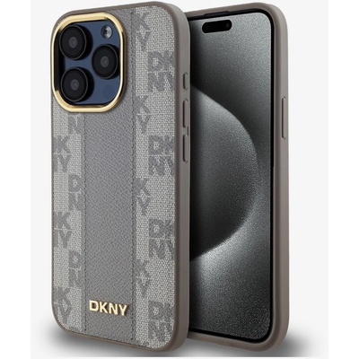 DKNY PU Кожа с кариран модел Magsafe заден капак за iPhone 15 Pro Max Beige DKNY DKNY | Bezhov | ЖЕНИ | UNI