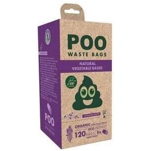 M-Pets POO BIO Dog Waste Bags Lavender 120bags 100% биоразградими пликчета, 8 ролки х 15 торбички, бели с аромат на лавандула