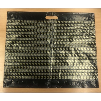 Taška igelitová s priehmatom čierno zlatá - 600x550mm