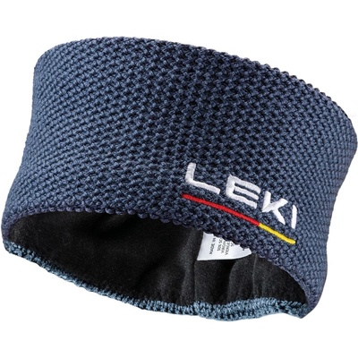 LEKI Wool headband dark denim-white-poppy red
