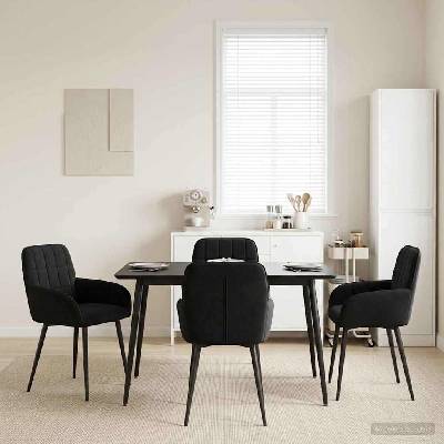 vidaXL Обедени столове 4 pcs Кадифе Черно 56, 5 x 50 x 86 см (3428170)